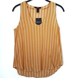Forever 21 Mustard/Cream Stripe Sleeveless Top, S